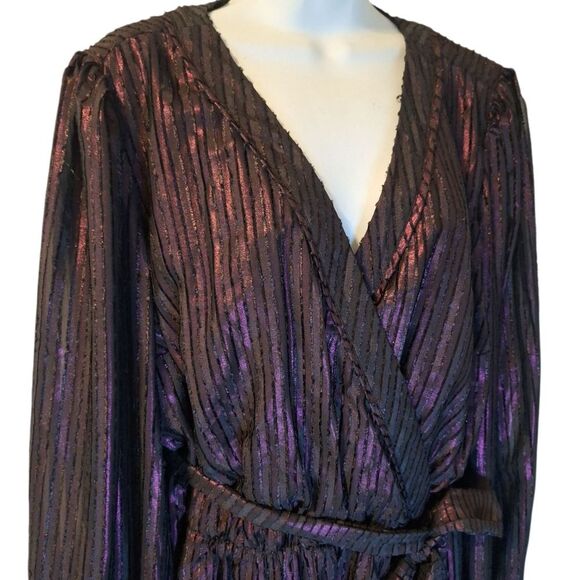 Modcloth Time to Shine metallic purple wrap dress size 2X - Picture 5 of 7